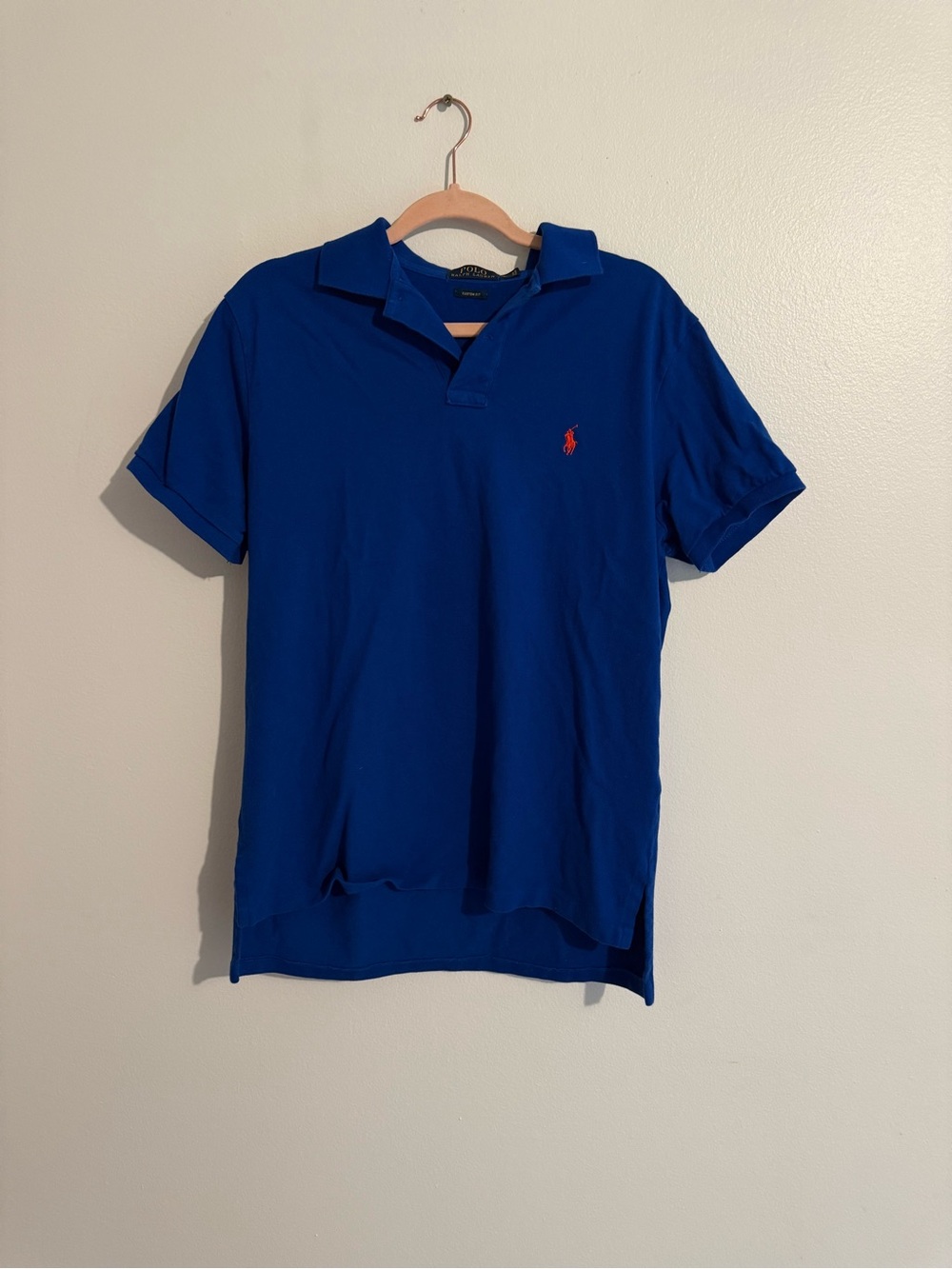 Polo Ralph Lauren Mens L blue short sleeve polo shirt: red logo preppy school